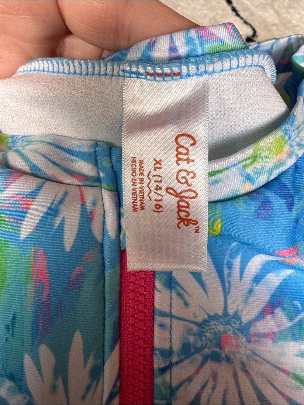 Cat & Jack Rashguard Girls' Floral One-Piece Swimsuit - Blue